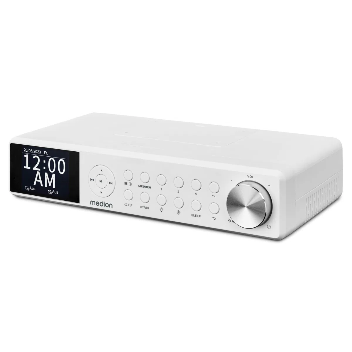 MEDION P66750 Küchen Unterbauradio (DAB+ Küchenradio, PLL UKW Radio, dimmbares TFT Farbdisplay, Koch Timer, Bluetooth, LED Leiste, inkl. Montagematerial) weiß