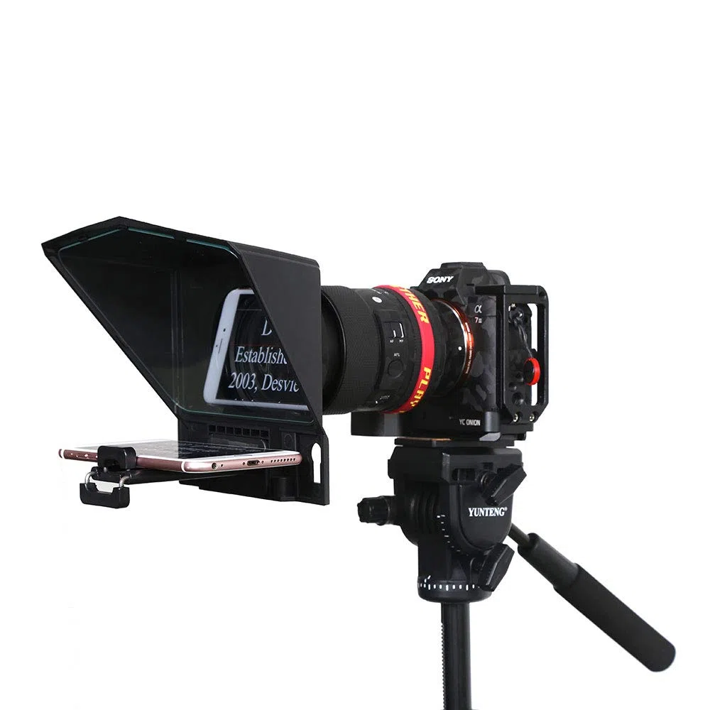 Desview - T2 - Teleprompter für Smartphone, Tablet oder DSLR-Kamera bis zu 8“ - Videoaufnahme - Autocue