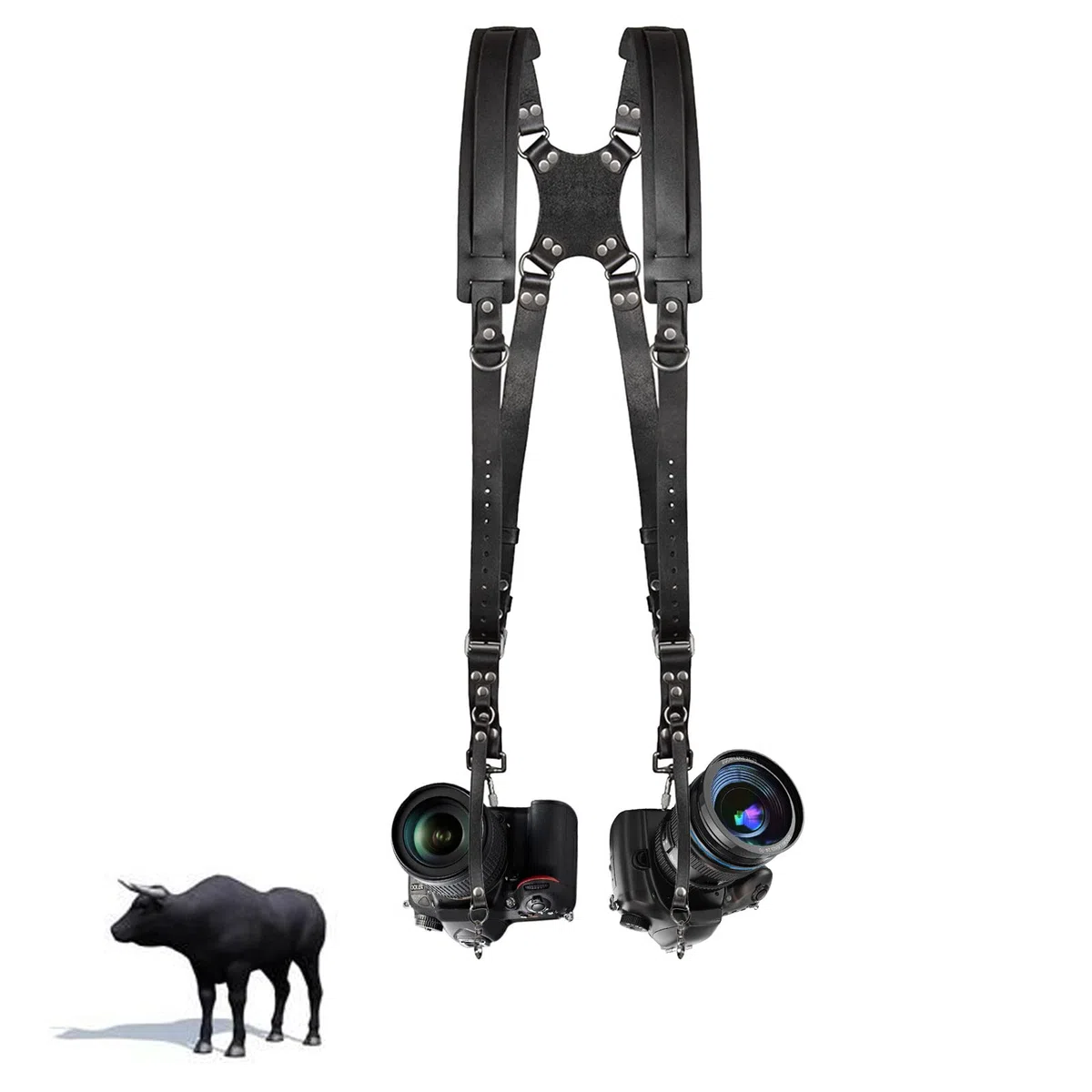 Kameragurt für 2 Kameras,Leder kamera gurt für DSLR-/SLR-Kameras,Verstellbare doppelte Schultergurte Geeignet für Outdoor-Fotografie