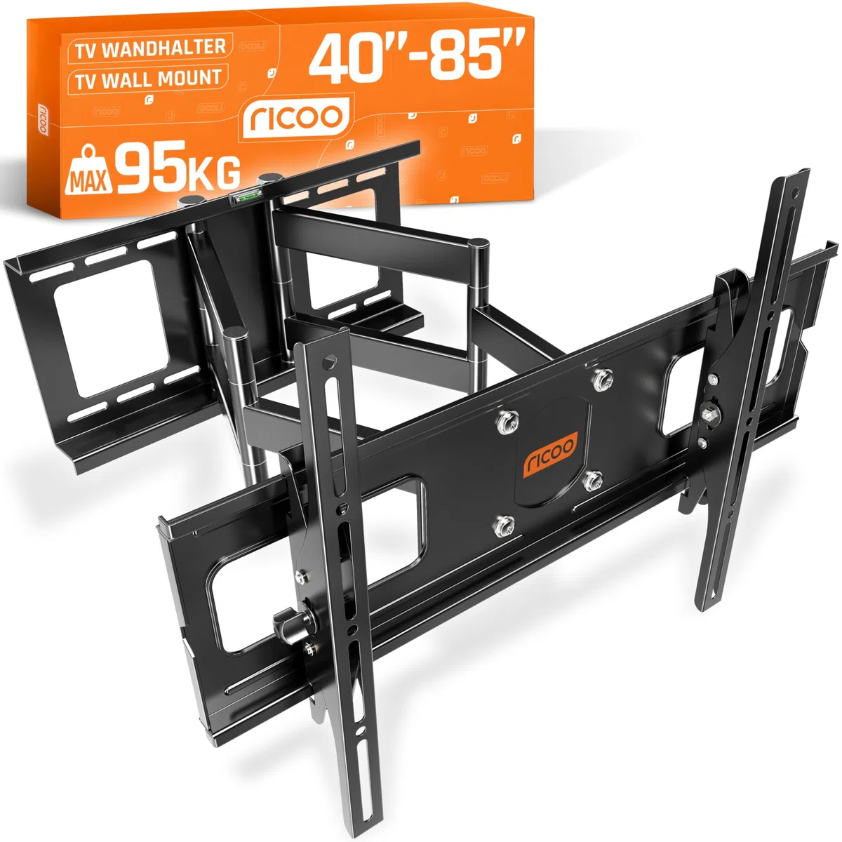 RICOO TV Wandhalterung Schwenkbar für 40-85 Zoll Fernseher Halterung Wand Fernsehhalterung Neigbar Universal Smart Flach OLED Curved Schwenkarm R06 Fernseh-Arm bis 95 Kg & VESA 600 (400) x 400 mm