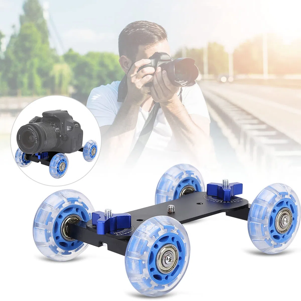 Skalierter Kamera-Tisch-Rollenschieber, Mini-verstellbare Desktop-Rollenschiene, Vielseitiger Kamera-Schieber für DSLR, Camcorder und Handys, mit 10 Kg Tragfähigkeit