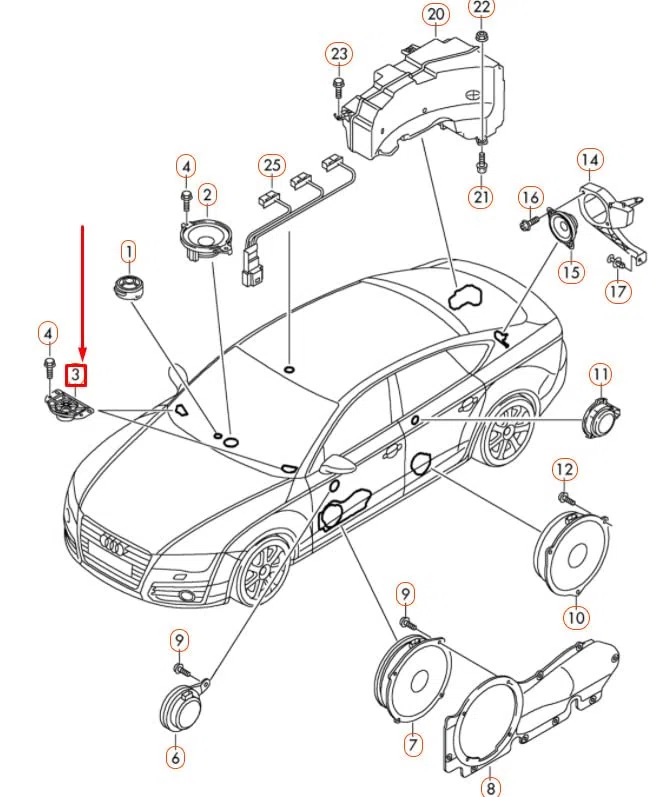 Passend für Audi A6 C7 Front-Armaturenbrett-Lautsprecher 4H0035399B Original