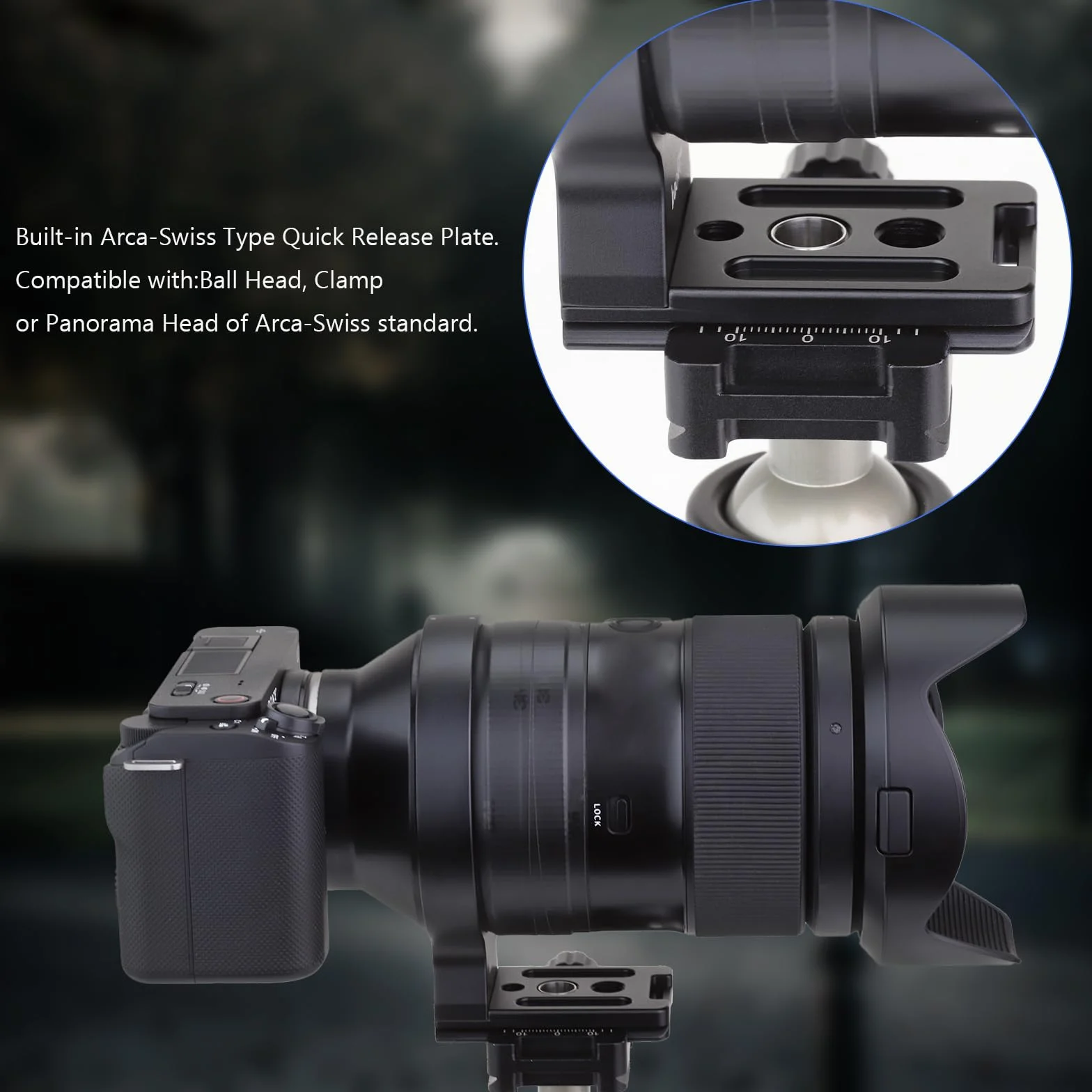 Haoge LMR-SM140 Objektivstativfuß für Sigma 100–400 mm f/5–6,3 DG OS HSM Zeitgenössisches Objektiv mit eingebauter Arca Swiss Typ Schnellwechselplatte