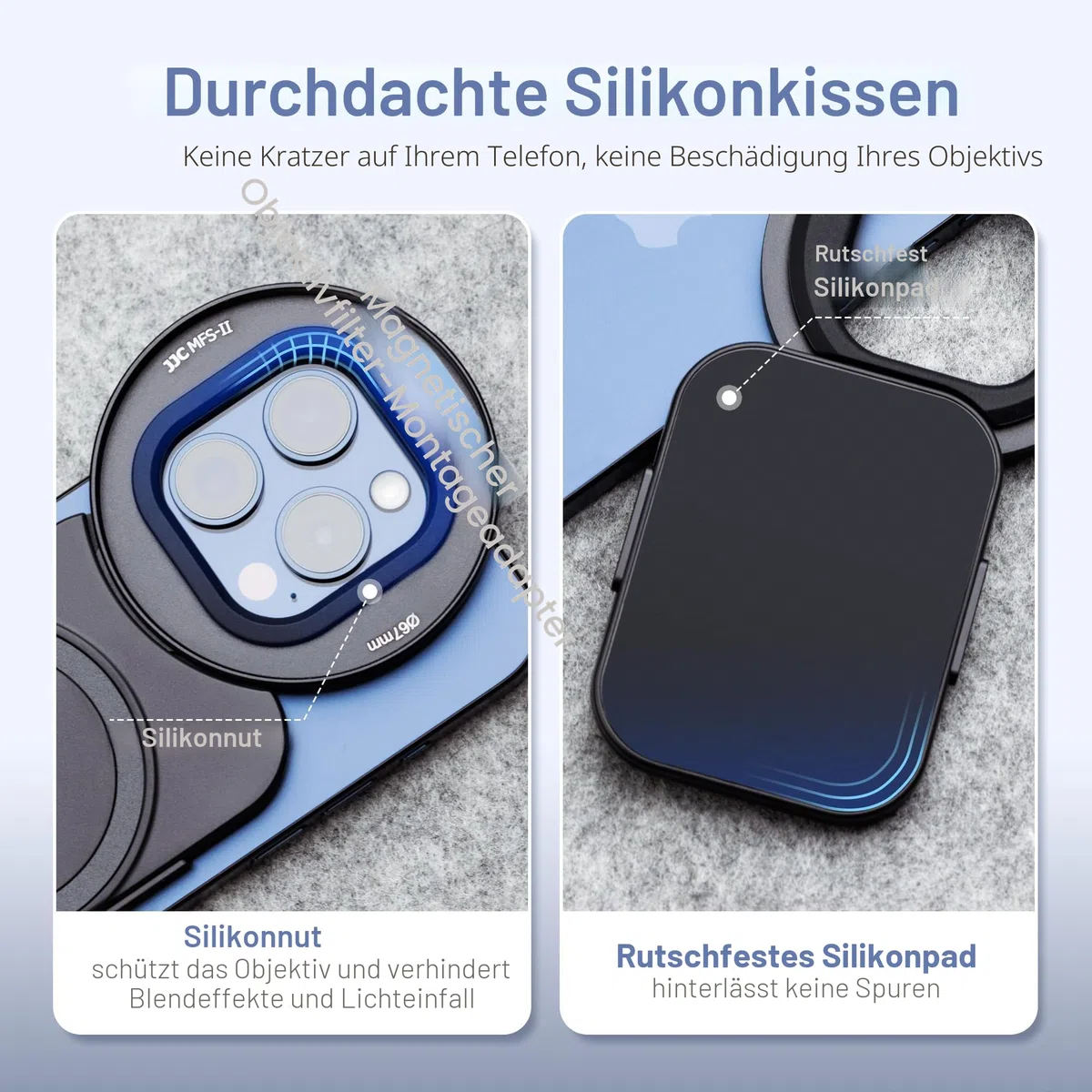 JJC 67mm Magnetischer Handy Filter Halterung Adapter für iPhone 17, 17 Pro Max/Pro/Plus, 16, 16 Pro Max/Pro/Plus, 15, 15 Pro Max/Pro/Plus, 14, 14 Pro Max/Pro/Plus, Magnetisch Filter Clip