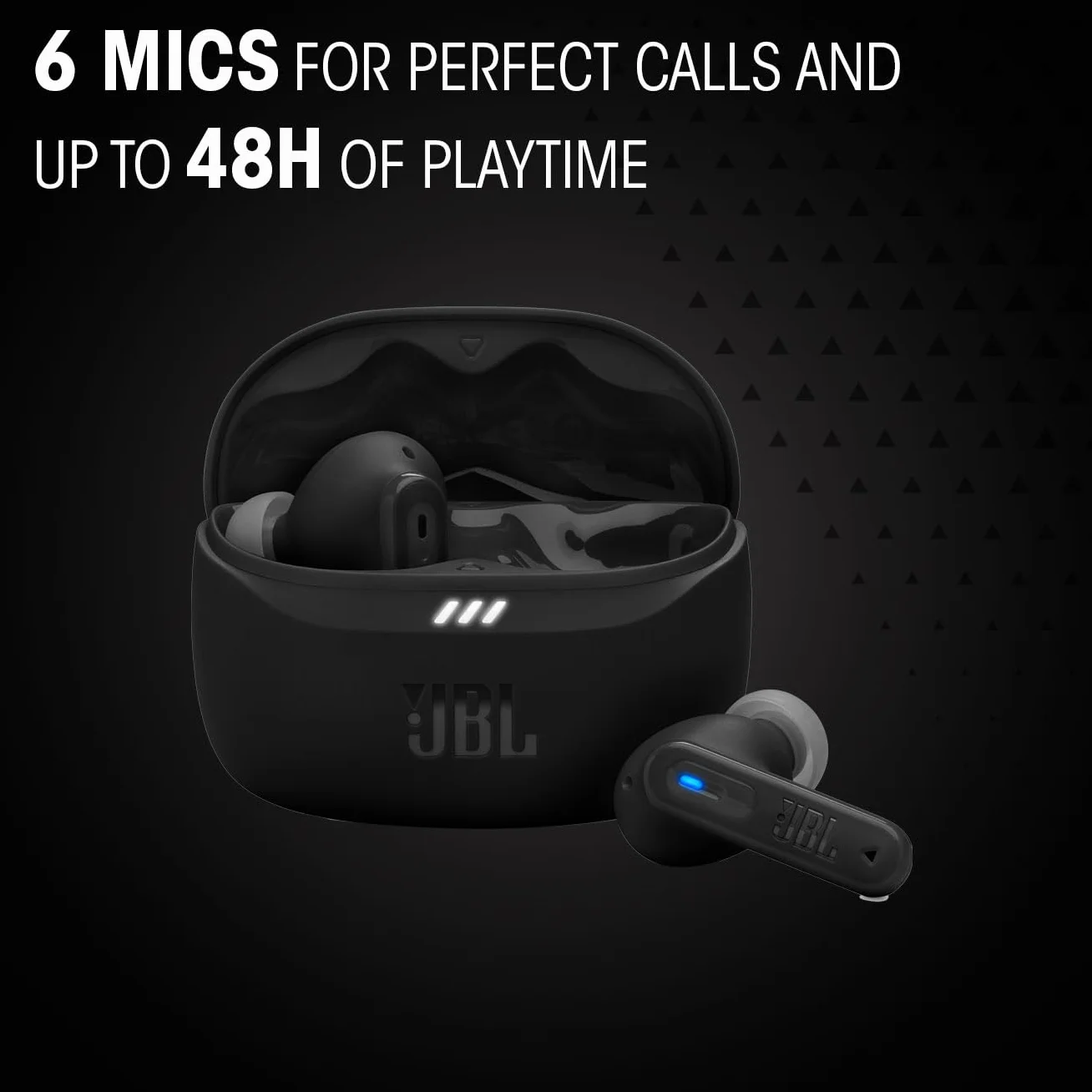 JBL Tune Beam 2 Kabellose Bluetooth-In-Ear-Kopfhörer mit Noise-Cancelling 48 h Wiedergabezeit IP54 wasser- und staubgeschützt Multipoint-Verbindung Schwarz