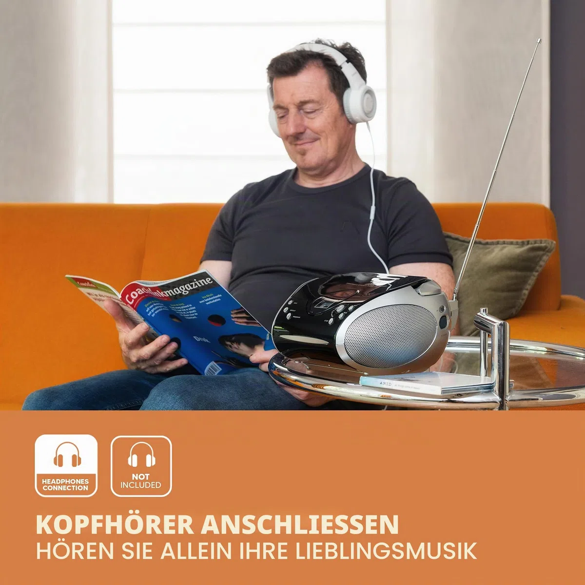 Lenco SCD-24 BL/SI - CD Player - Radio CD Player - Kinder | SCD24 - CD Spieler - Radio-CD-Boombox - CD-Player für zu Hause oder draußen - Blau