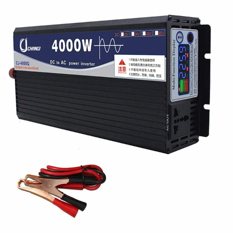 Spannungswandler, 600 W, 1000 W, 2000 W, 3000 W, 4000 W, 5000 W, 6000 W, Reine Sinuswelle, 48/60 V auf 220 V, mit Stecker und Dual-USB, für Auto, LCD, iPhone, iPad und Tablet