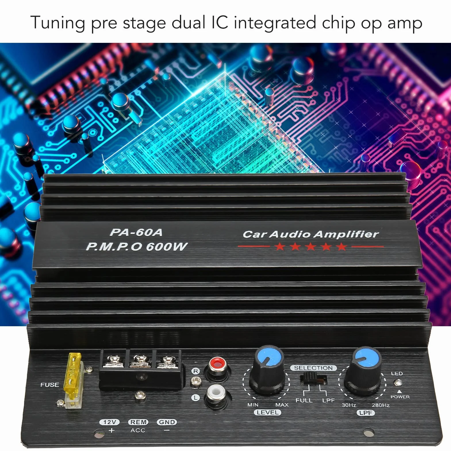 GOWENIC Auto Sound Leistungsverstärkerplatine, 600 W Hochleistungs Bass Subwoofer Verstärker, Aluminiummaterial, Ausgezeichneter Chip, Gute Klangqualität, Geeignet für die Meisten Autos