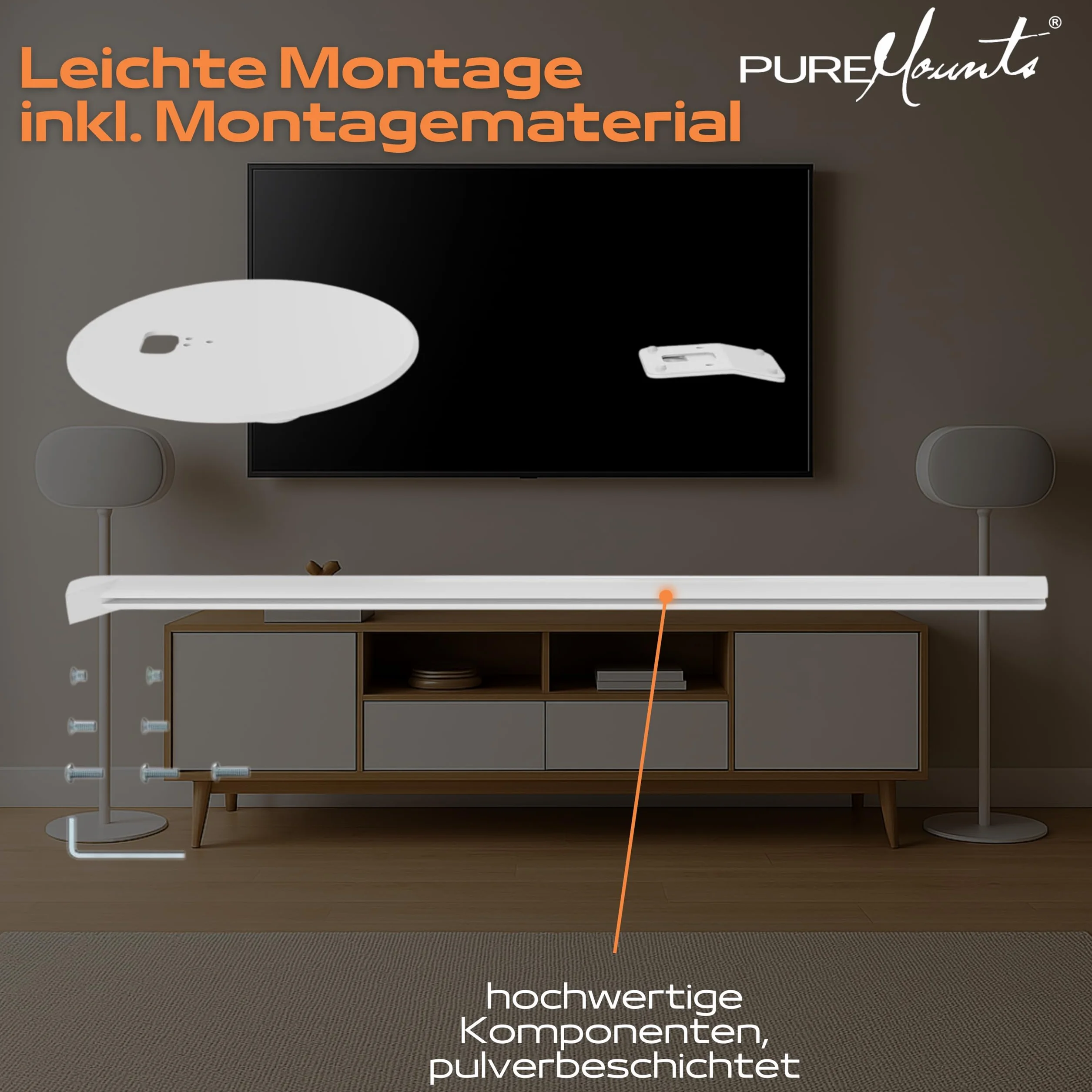 PureMounts Lautsprecherständer für Sonos Era 300, Lautsprecher Ständer, Boxenständer mit Kabelmanagement, 5Kg Tragkraft, weiß