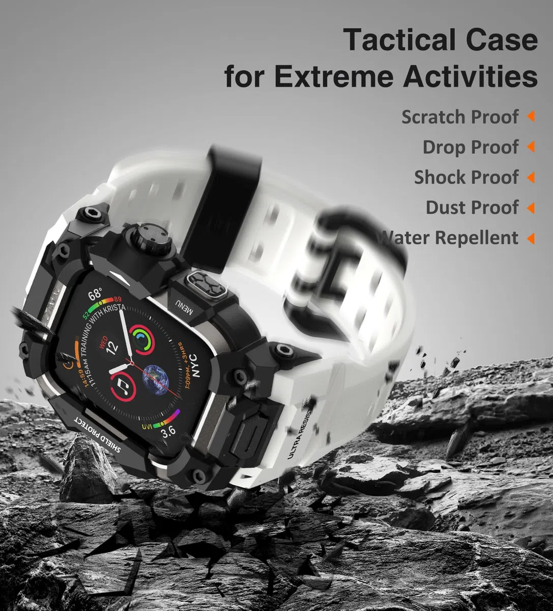 ULTIMAL Robuste Schutzhülle mit Band für Apple Watch 49 mm, kompatibel mit Apple Watch Ultra 3/2/1, stoßfest, Militärqualität, für iWatch, taktisches Band für Herren
